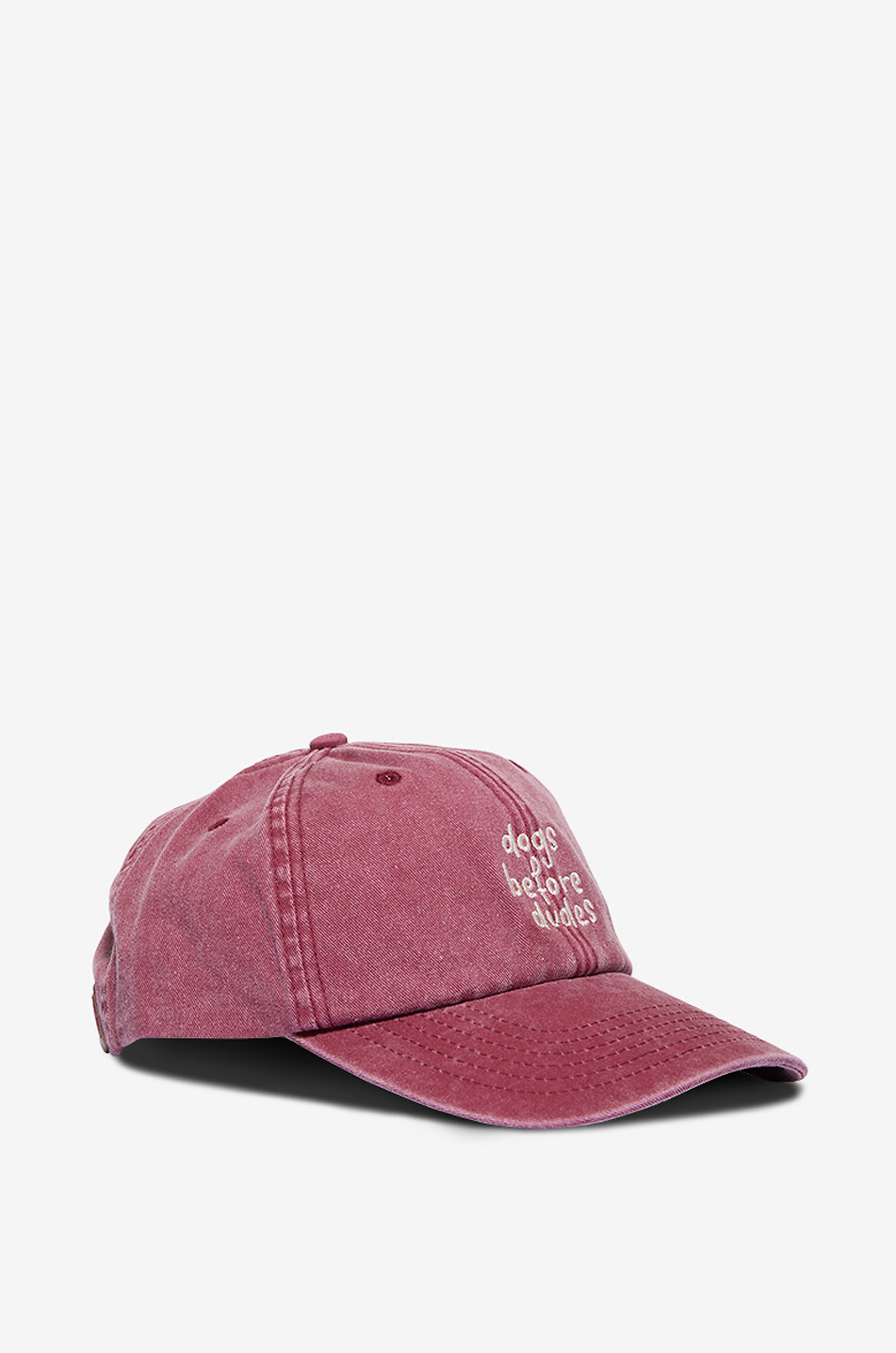 STUDIO WAP! Dogs Before Dudes faded denim baseball cap Women DARK RED 2