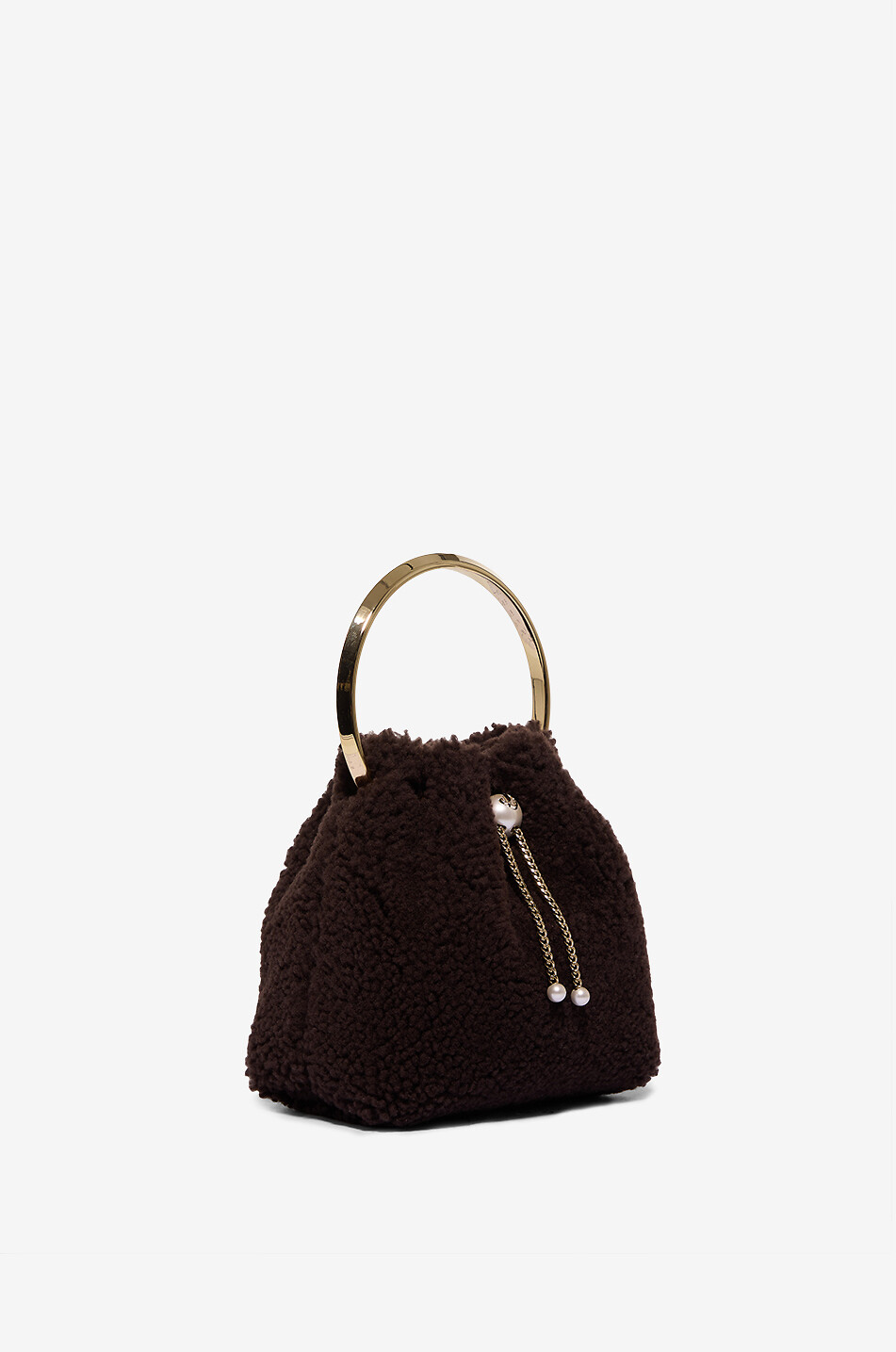 JIMMY CHOO Mini-Bucket-Tasche aus Shearling Bon Bon Damen DUNKELBRAUN 2