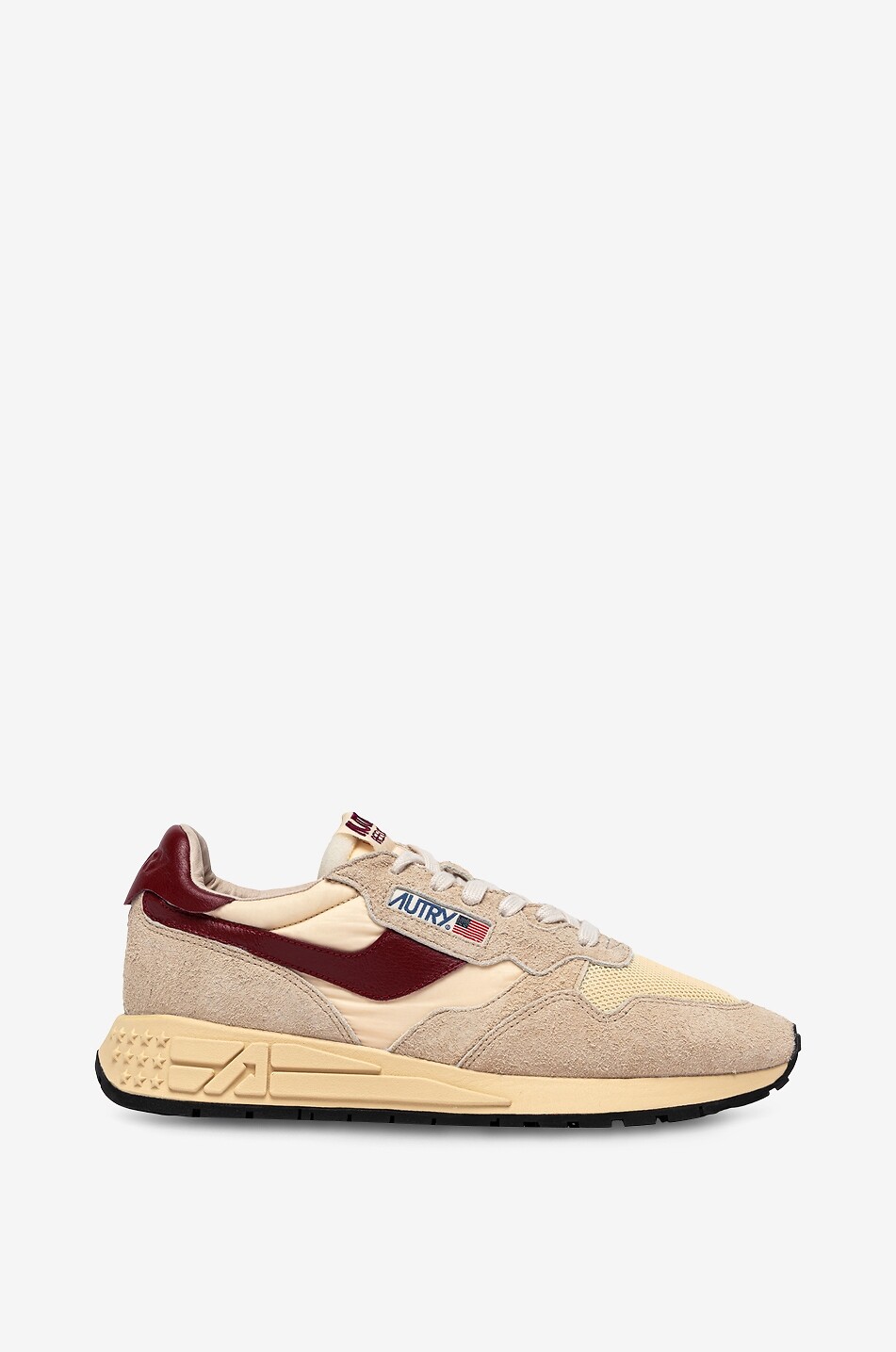 AUTRY Reelwind multi-material low-top lace-up sneakers Men EGGSHELL 2