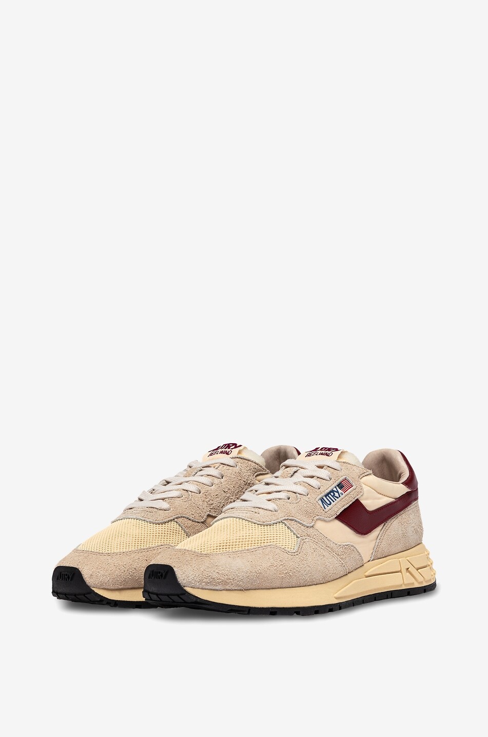 AUTRY Reelwind multi-material low-top lace-up sneakers Men EGGSHELL 4