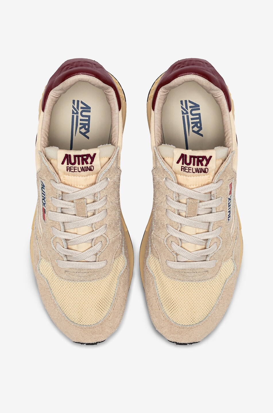 AUTRY Reelwind multi-material low-top lace-up sneakers Men EGGSHELL 8