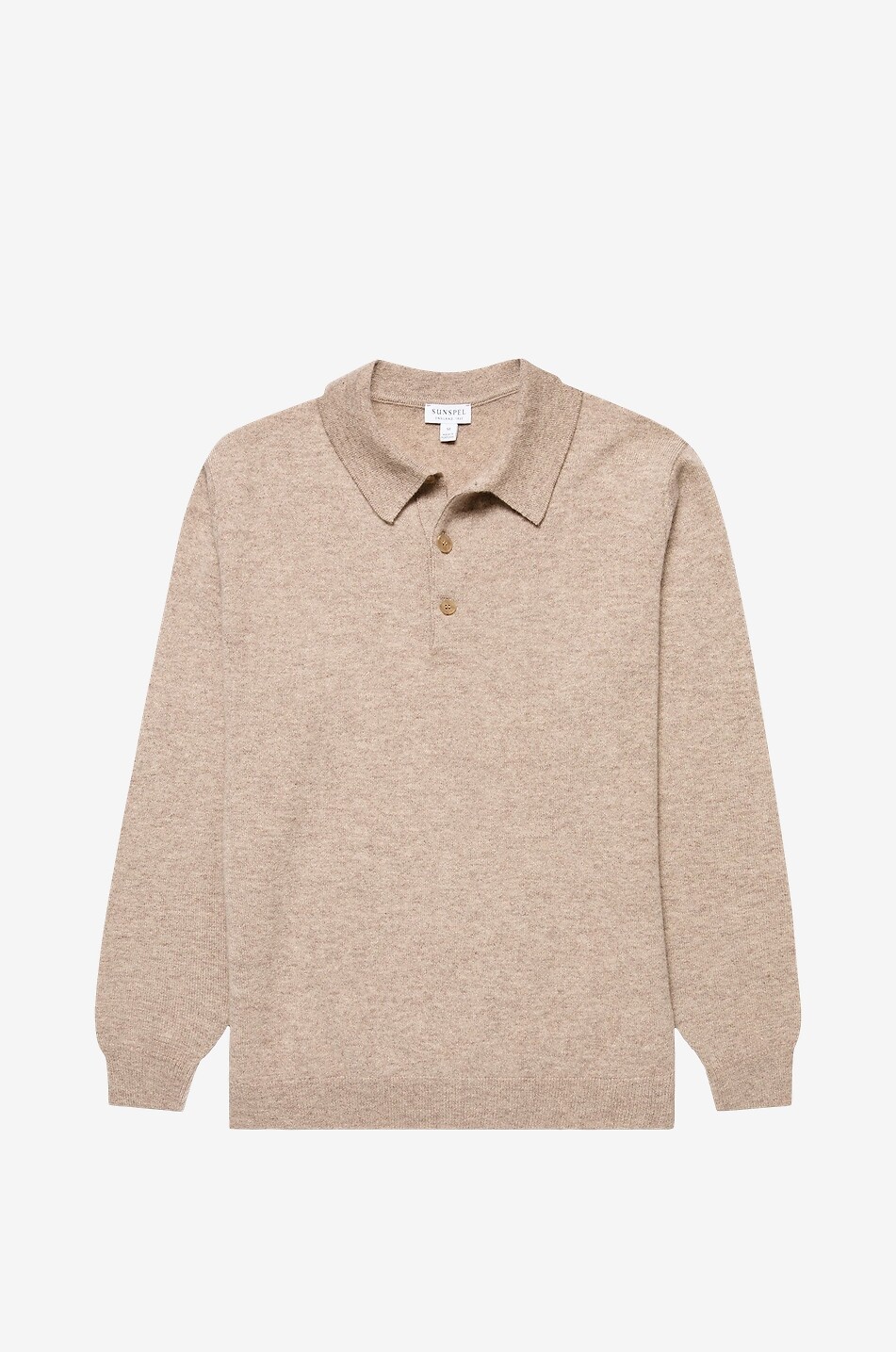SUNSPEL Kaschmir-Polo-Pullover mit langen Ärmeln Herren BEIGE 1