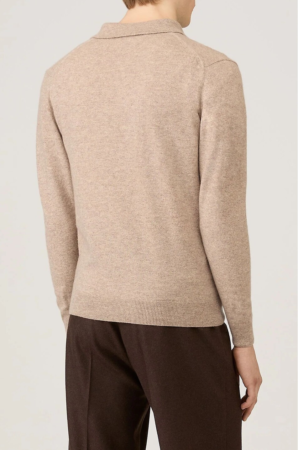 SUNSPEL Kaschmir-Polo-Pullover mit langen Ärmeln Herren BEIGE 3