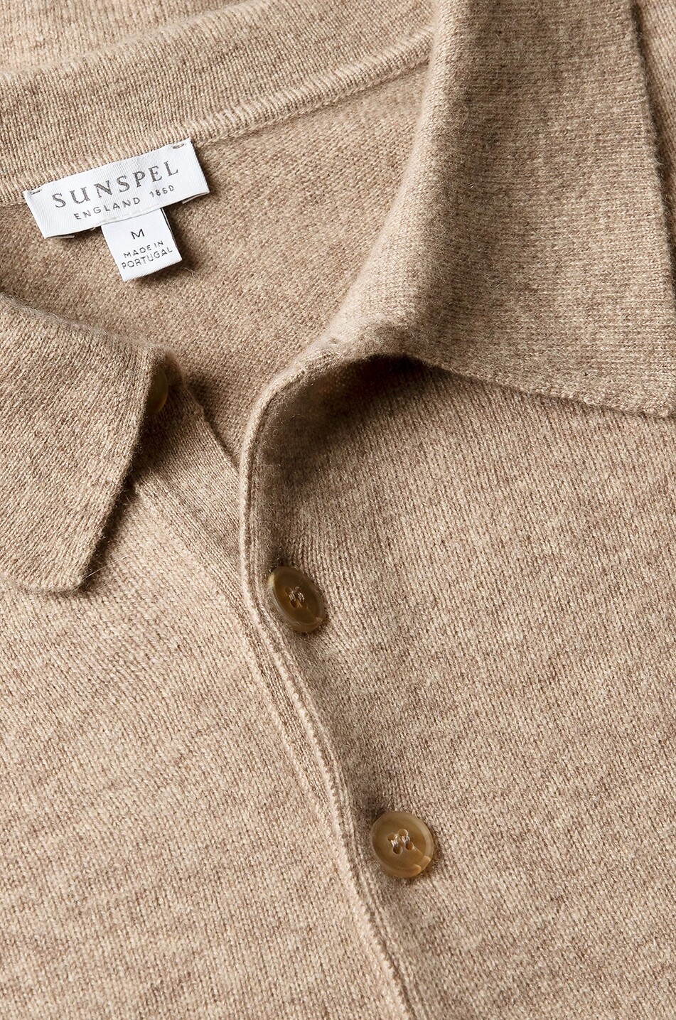 SUNSPEL Kaschmir-Polo-Pullover mit langen Ärmeln Herren BEIGE 5