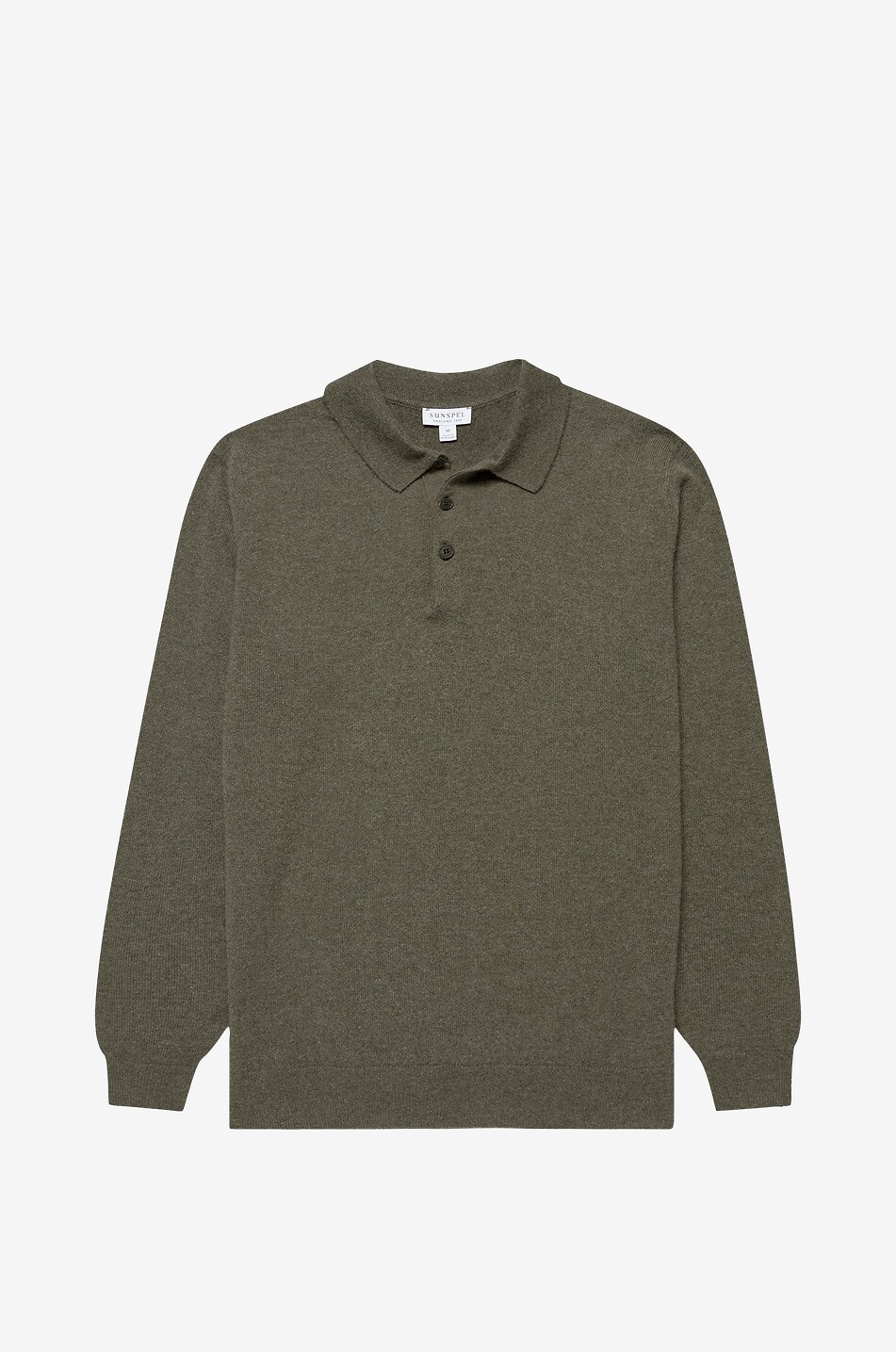 SUNSPEL Kaschmir-Polo-Pullover mit langen Ärmeln Herren KHAKI 1
