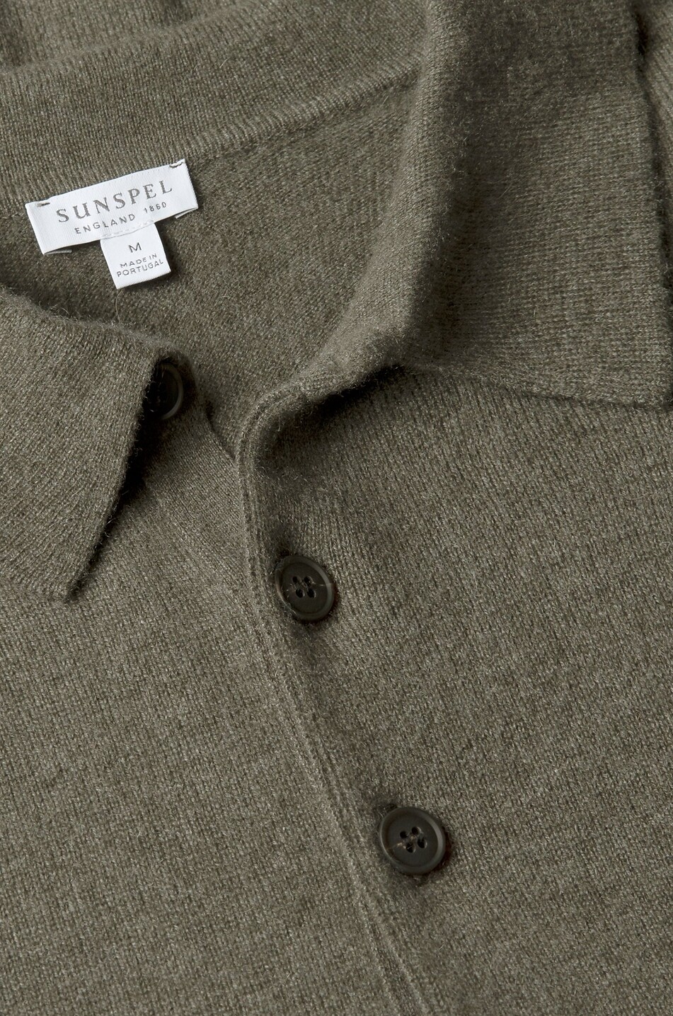 SUNSPEL Kaschmir-Polo-Pullover mit langen Ärmeln Herren KHAKI 5