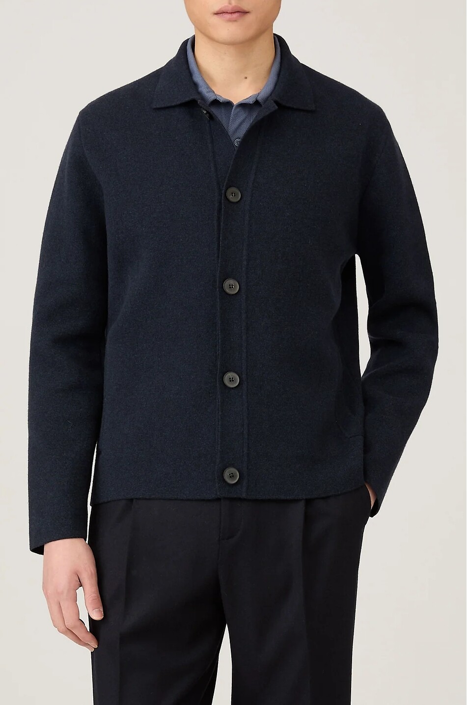 SUNSPEL Gilet court à col chemise en maille Homme BLEU FONCE 4