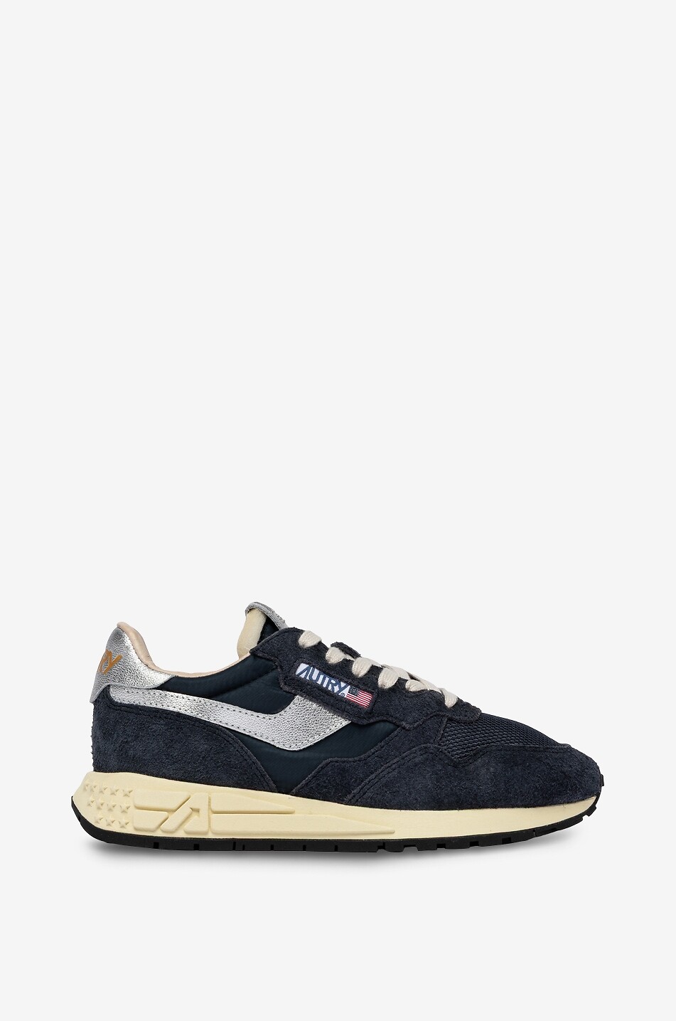 AUTRY Niedrige Materialmix-Sneakers mit Metallic-Leder Reelwind Suede Damen DUNKELBLAU 1