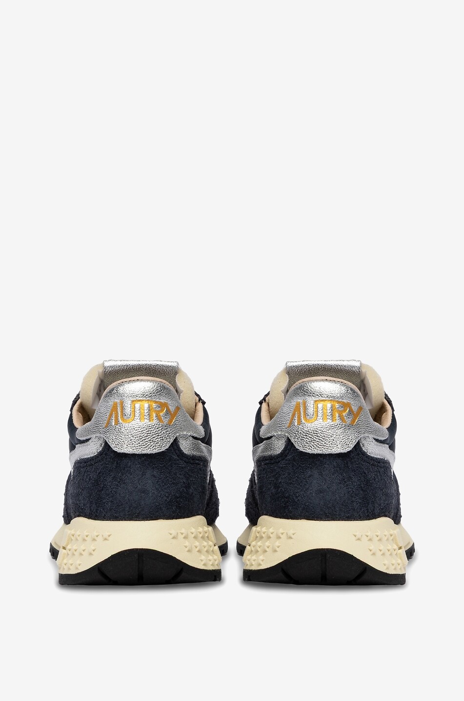 AUTRY Niedrige Materialmix-Sneakers mit Metallic-Leder Reelwind Suede Damen DUNKELBLAU 3