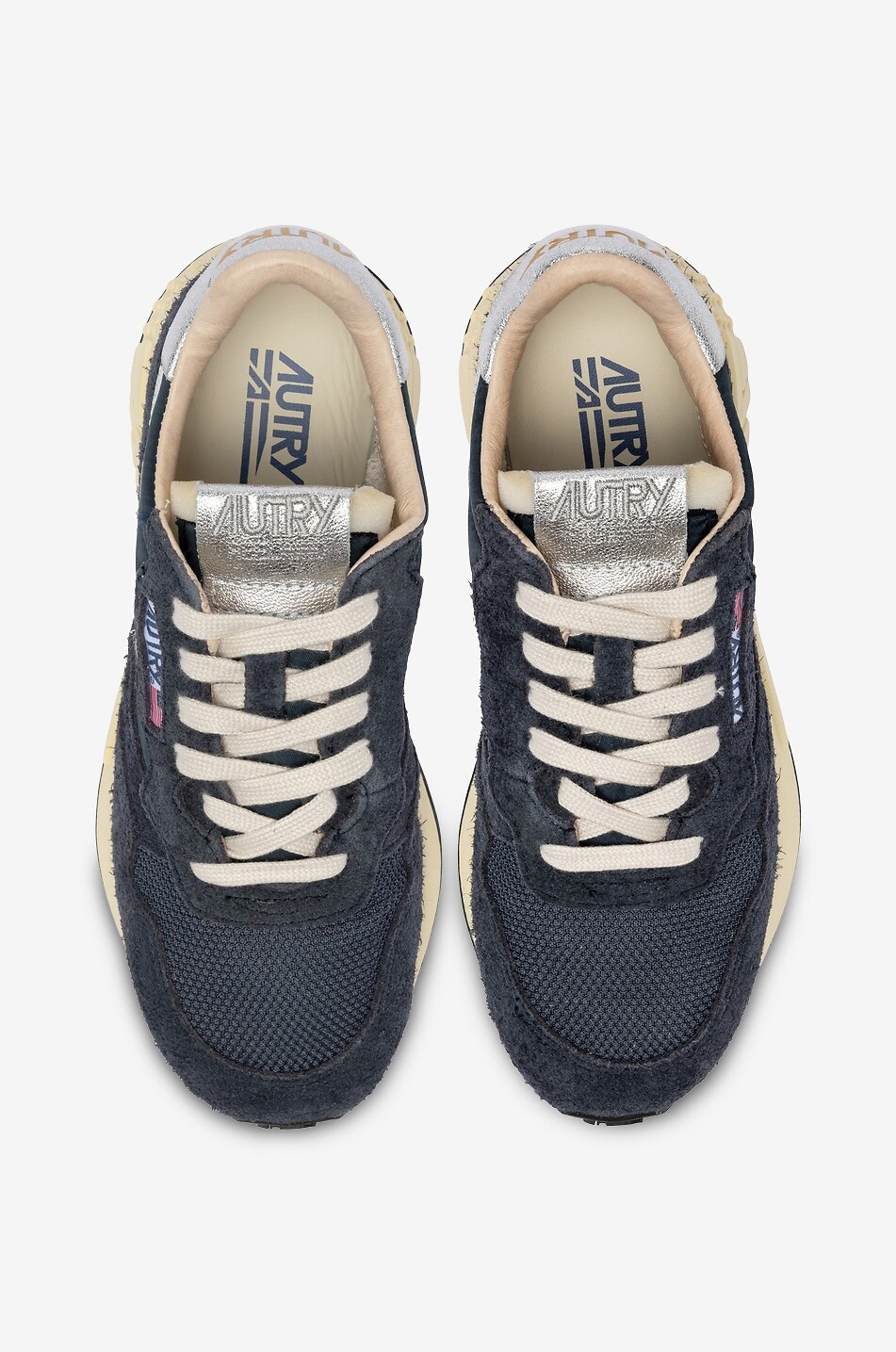 AUTRY Niedrige Materialmix-Sneakers mit Metallic-Leder Reelwind Suede Damen DUNKELBLAU 5