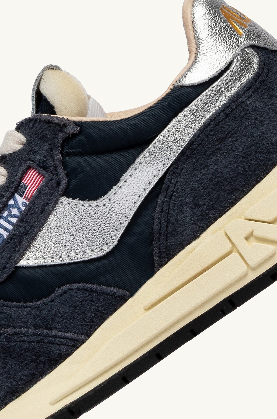 AUTRY Niedrige Materialmix-Sneakers mit Metallic-Leder Reelwind Suede Damen DUNKELBLAU 6