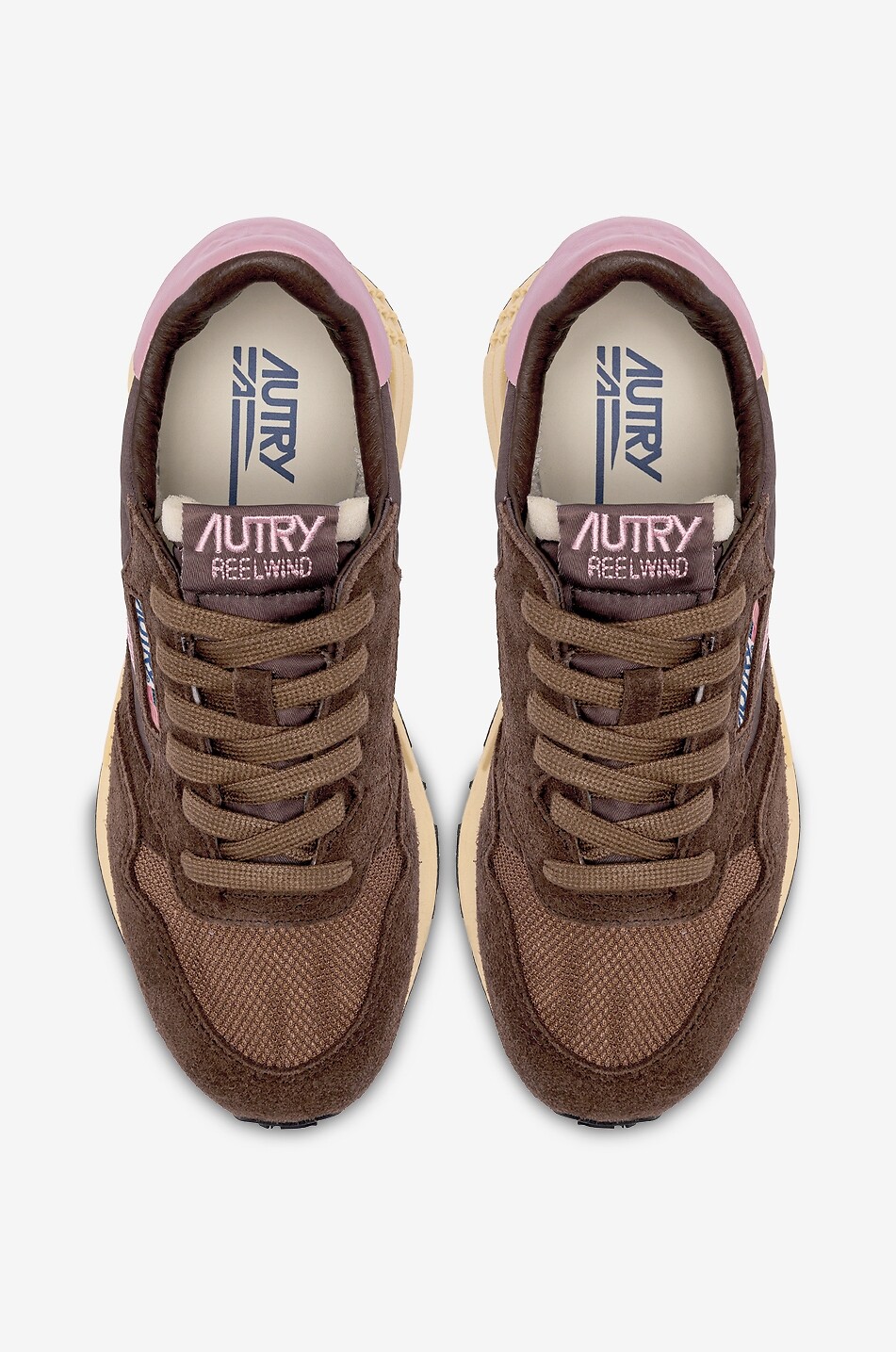 AUTRY Reelwind low-top multi-material lace-up sneakers Women DARK BROWN 5