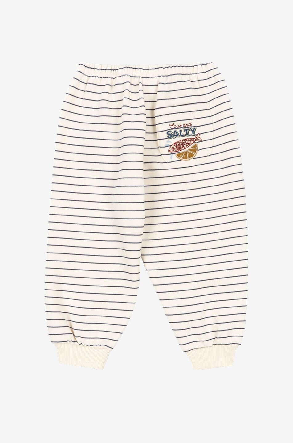 KONGES SLØJD Amio embroidered striped fleece boys' joggers Boy EGGSHELL 2