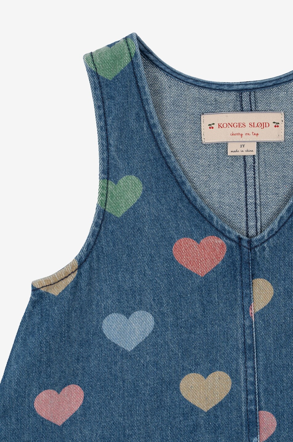 KONGES SLØJD Magot heart-print denim girl's dress Girl BLUE 3