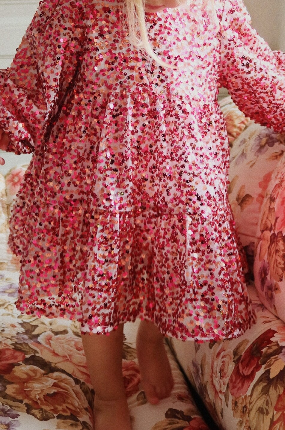 KONGES SLØJD Lila sequinned girl's dress Girl DARK RED 3