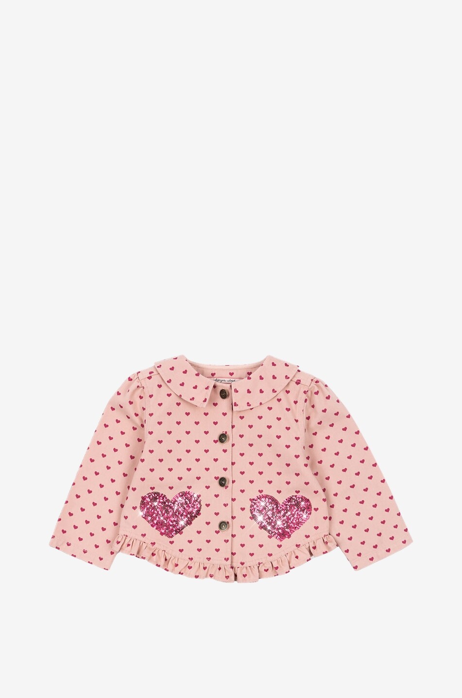 KONGES SLØJD Mädchen-Kurzjacke aus Köper mit Herzmuster Nola Mädchen ROSA 1