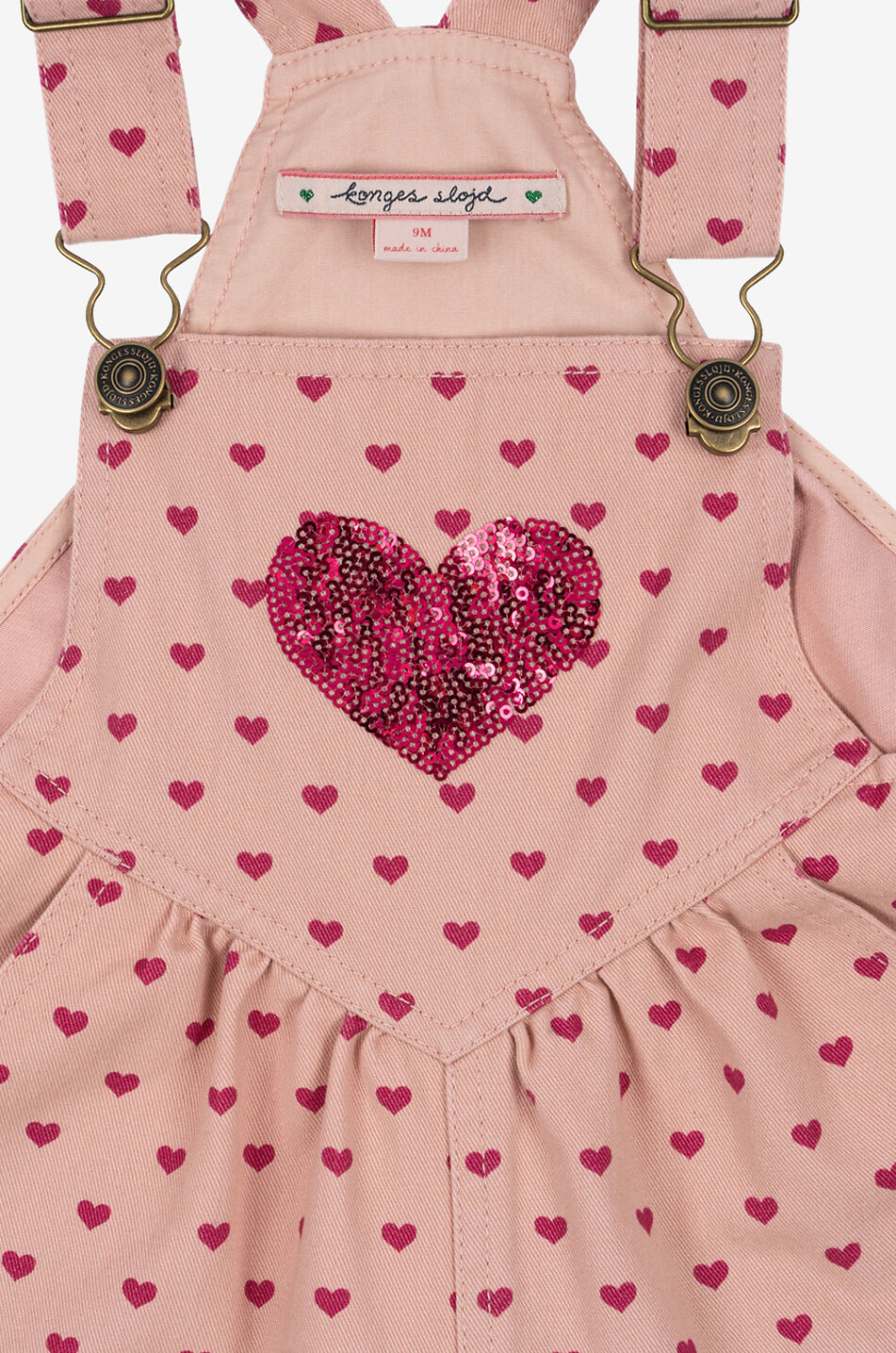 KONGES SLØJD Nola heart print denim dungarees for girls Girl PINK 3