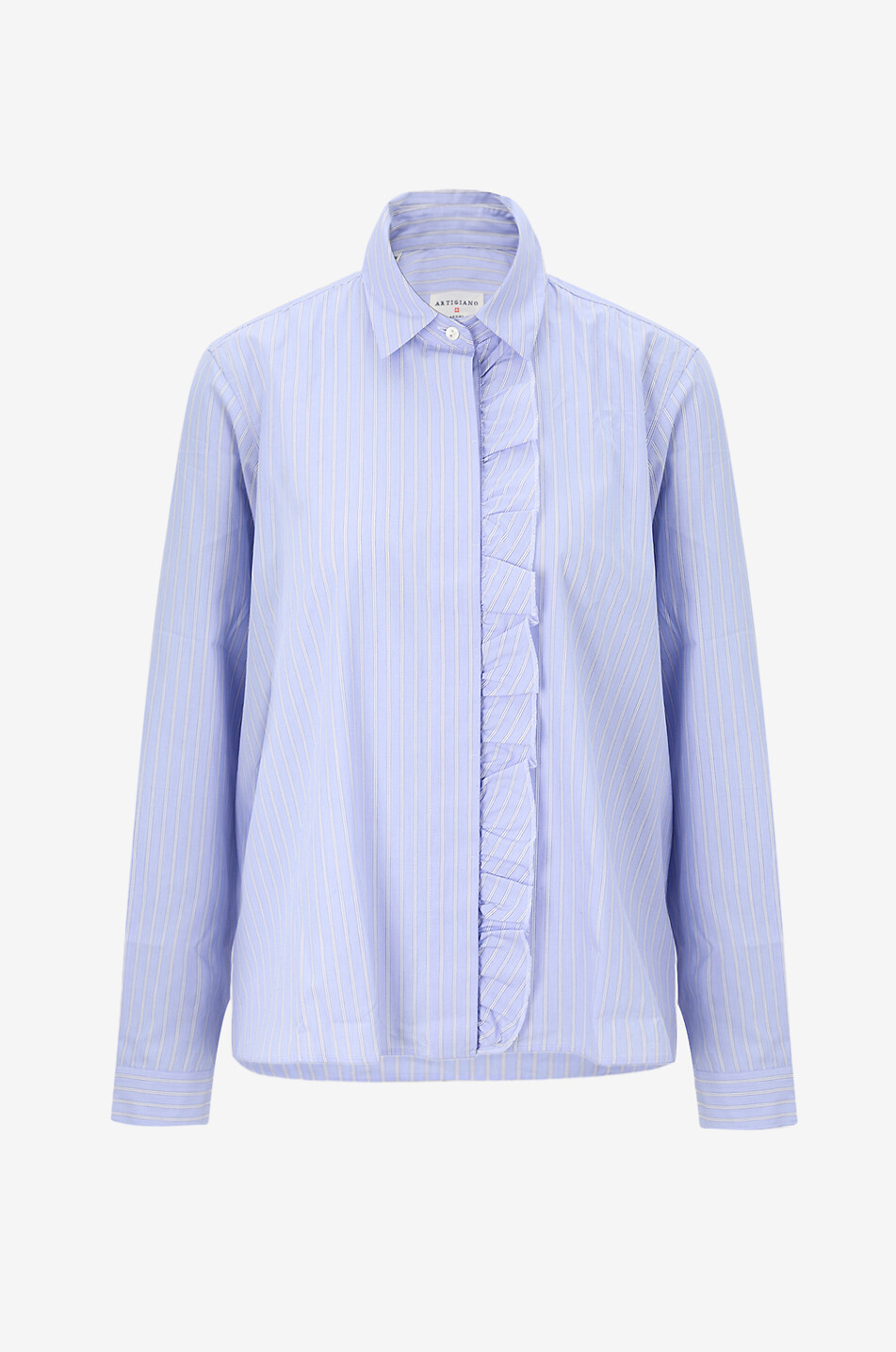 ARTIGIANO Volant-Hemd aus gestreifter Popeline Damen HELLBLAU 1