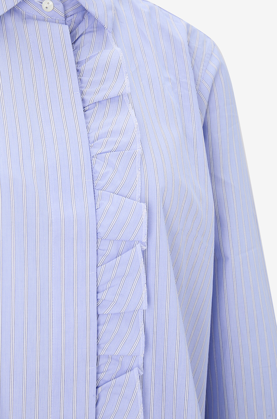 ARTIGIANO Volant-Hemd aus gestreifter Popeline Damen HELLBLAU 3