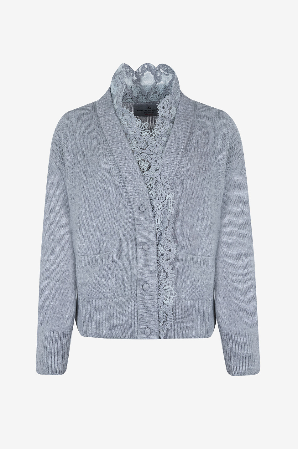 Lace-embellished V-neck cashmere cardigan - ERMANNO SCERVINO