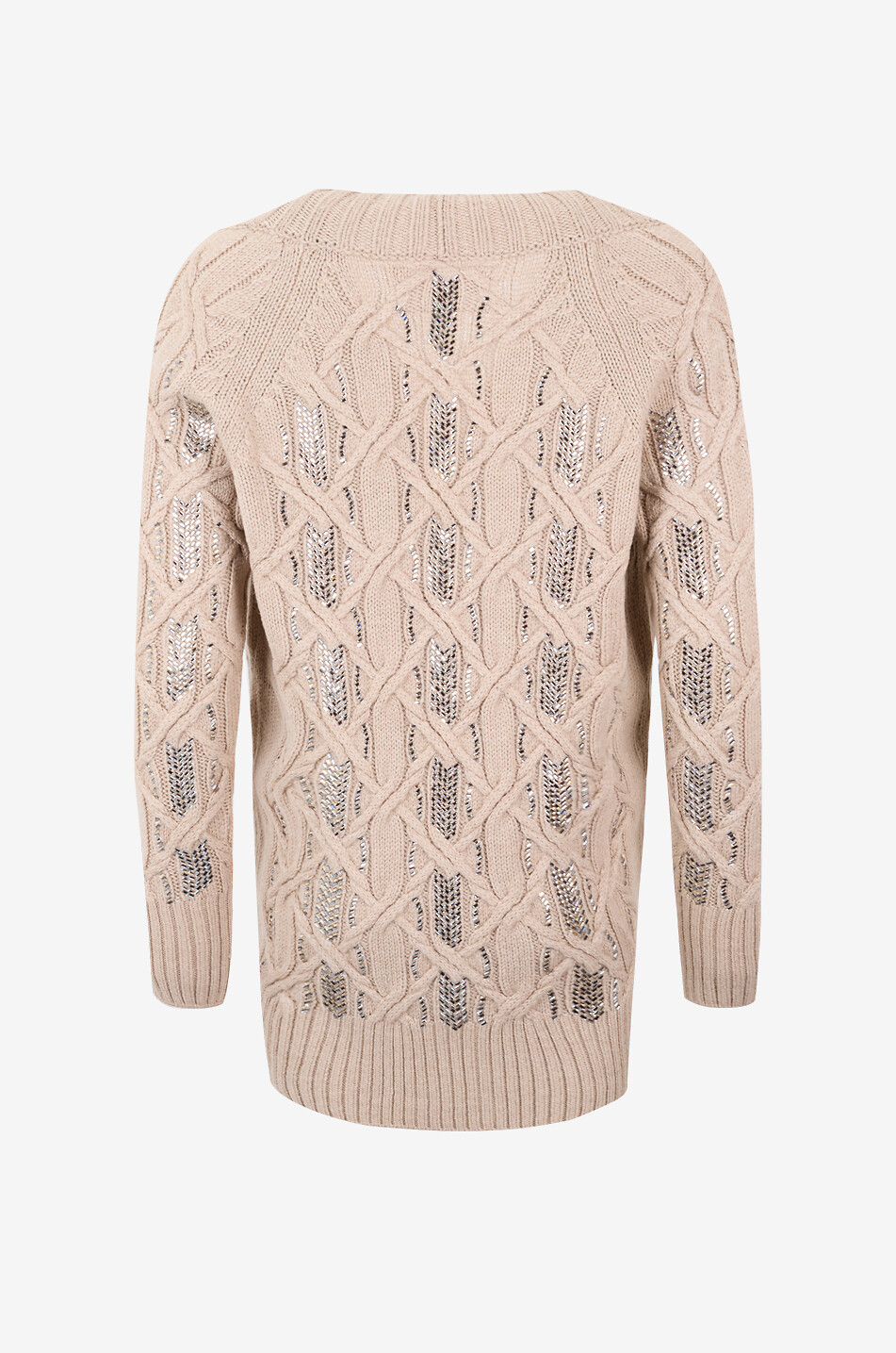ERMANNO SCERVINO Crystal-embellished oversize cashmere cable-knit cardigan Women BROWN 2