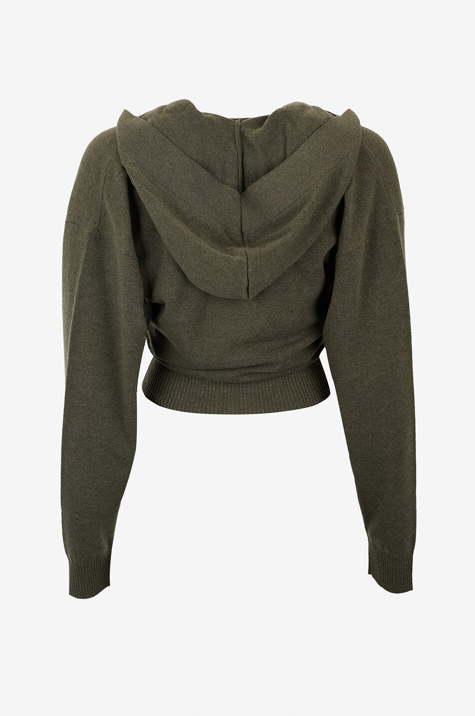 STELLA McCARTNEY Pull raccourci à capuche et col plongeant en laine Femme KAKI 2