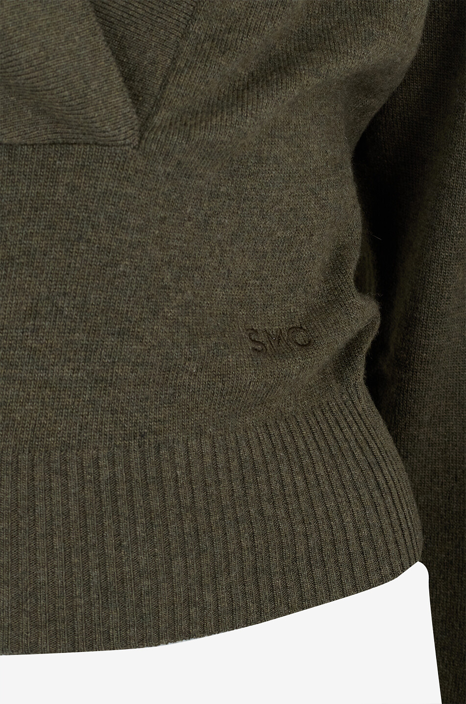 STELLA McCARTNEY Pull raccourci à capuche et col plongeant en laine Femme KAKI 3