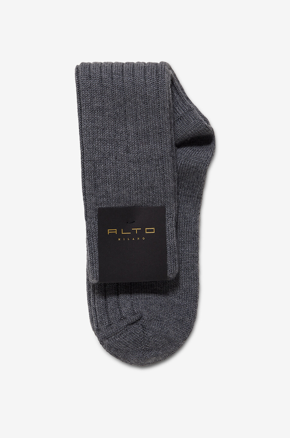 ALTO MILANO Aster Short virgin wool ribbed knit socks Women GREY 1