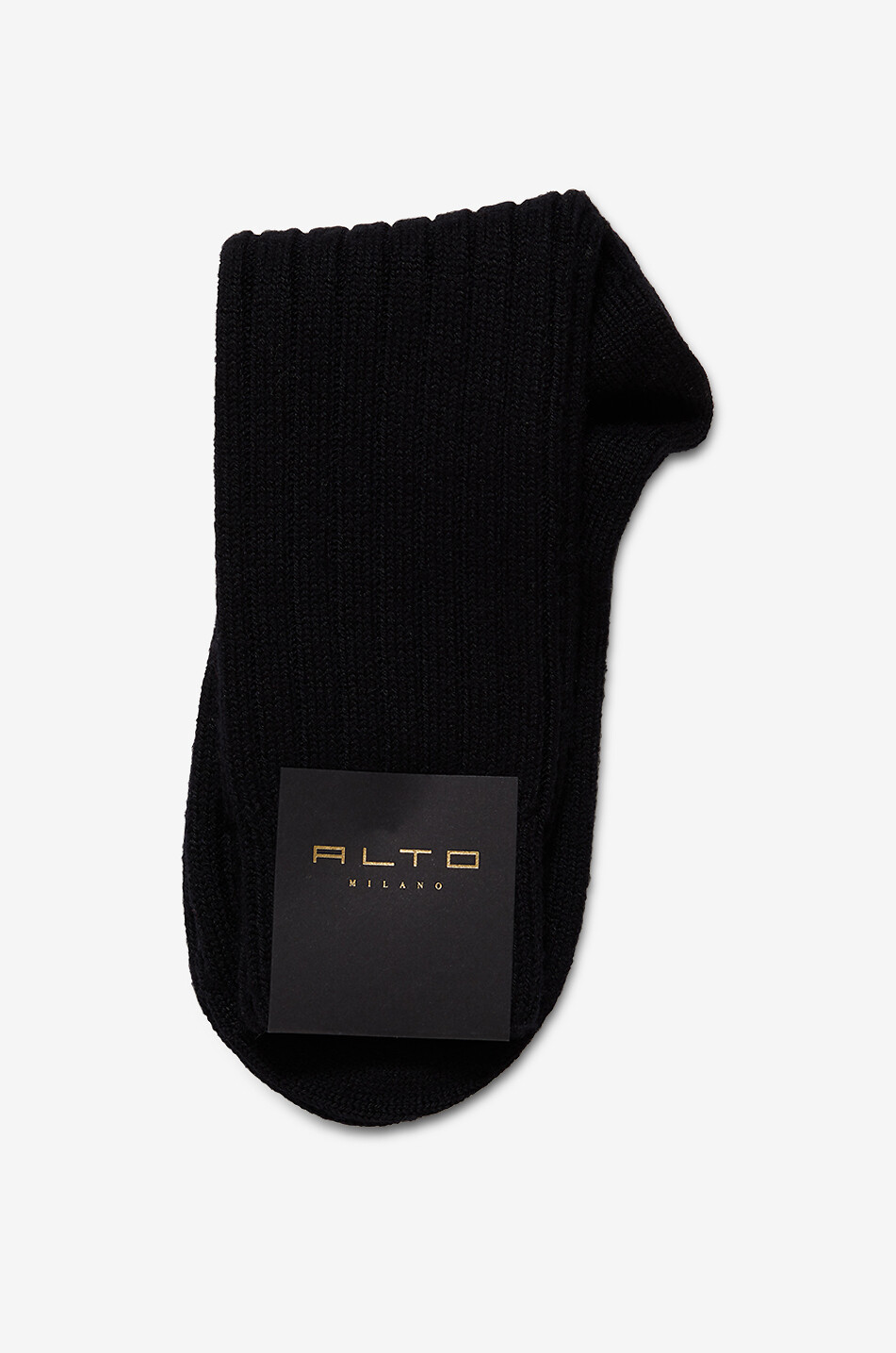 ALTO MILANO Chaussettes côtelées en laine Aster Short Femme NOIR 1
