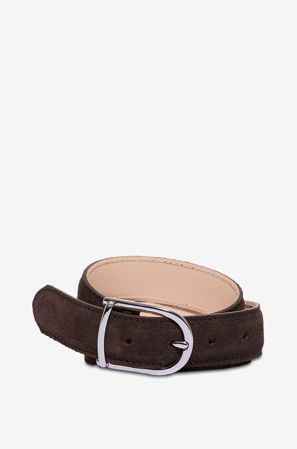 Rounded padded suede belt 3cm