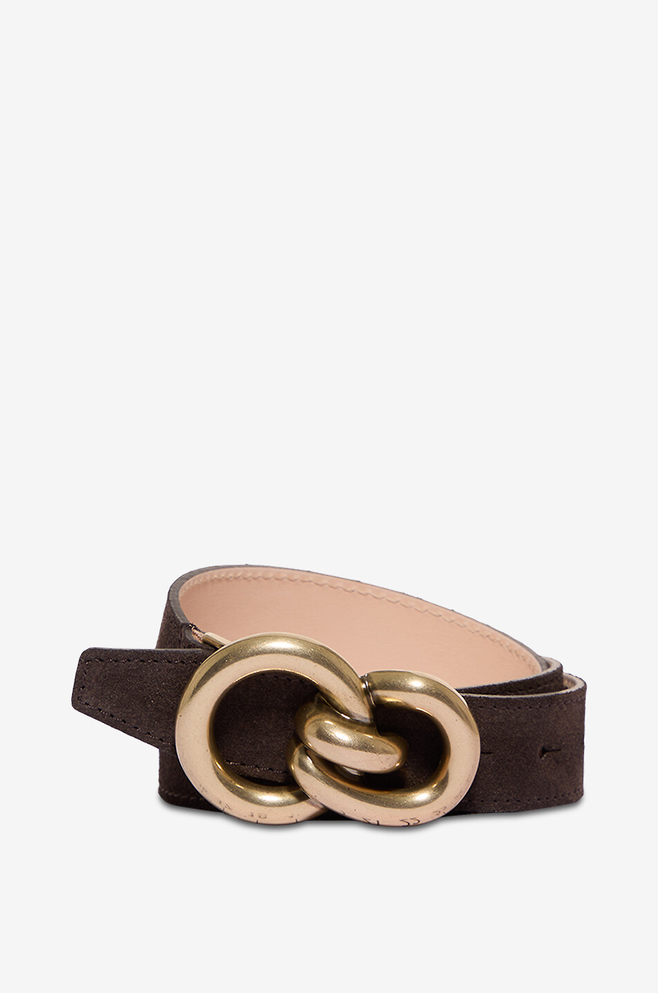 Nubuck leather belt with knot buckle - 30 mm