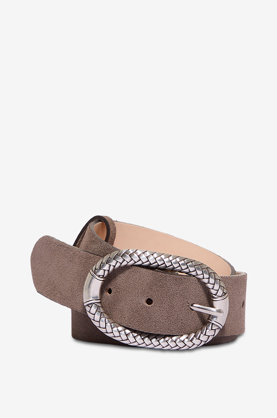 Suede belt with braid-effect buckle - 35 mm