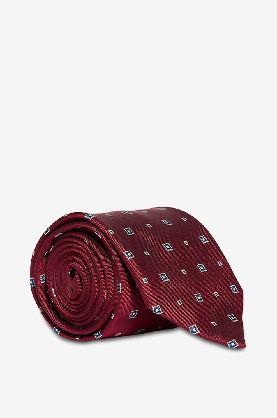 Square patterned silk tie