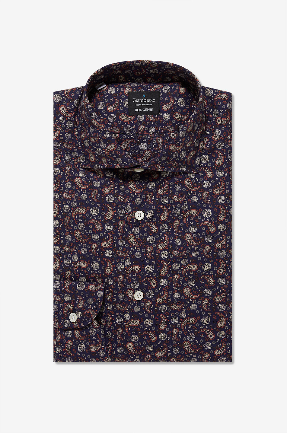 GIAMPAOLO Paisley patterned light-weight cotton shirt Men DARK BLUE 1