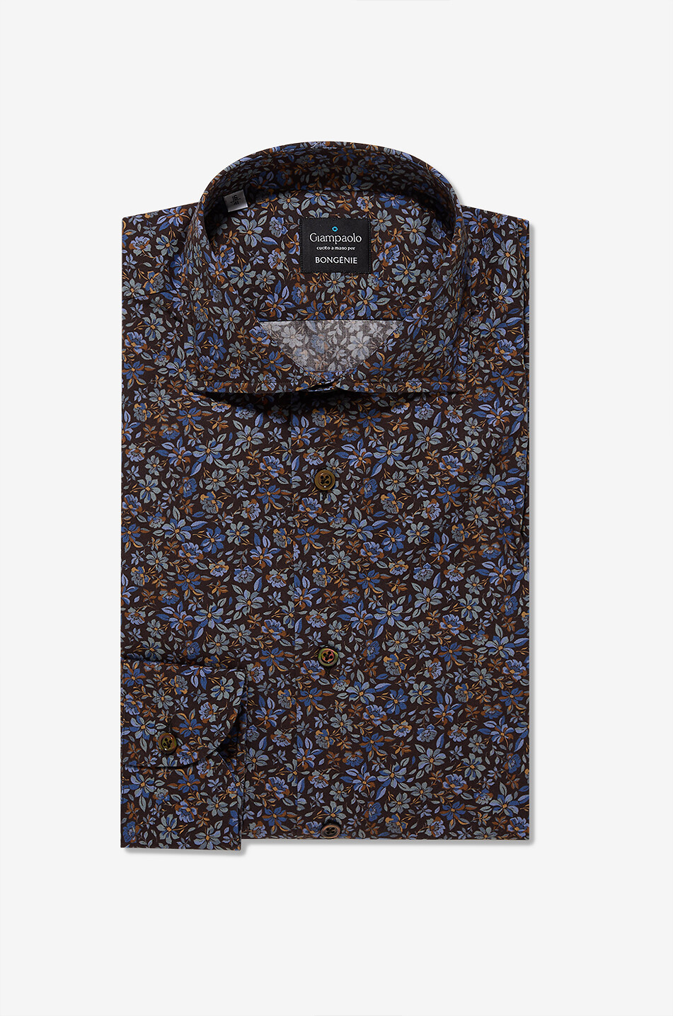 Geblümted Baumwollhemd mit italienischem Kragen