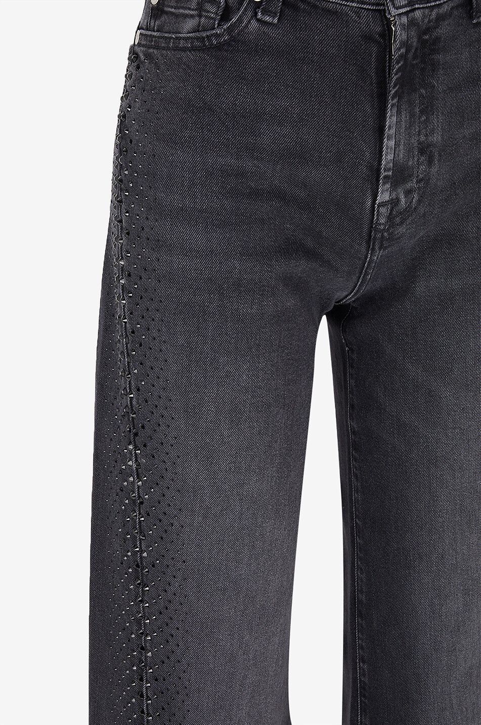 7 FOR ALL MANKIND Weite Jeans mit Strasssteinen Twisted Lotta Damen SCHWARZ 3