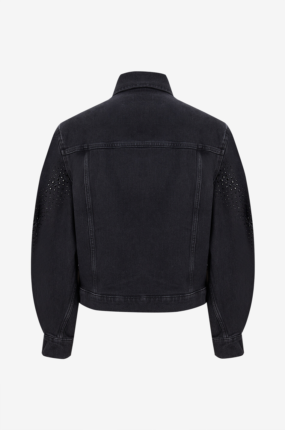 7 FOR ALL MANKIND Cropped denim jacket with shirt collar Women BLACK 2