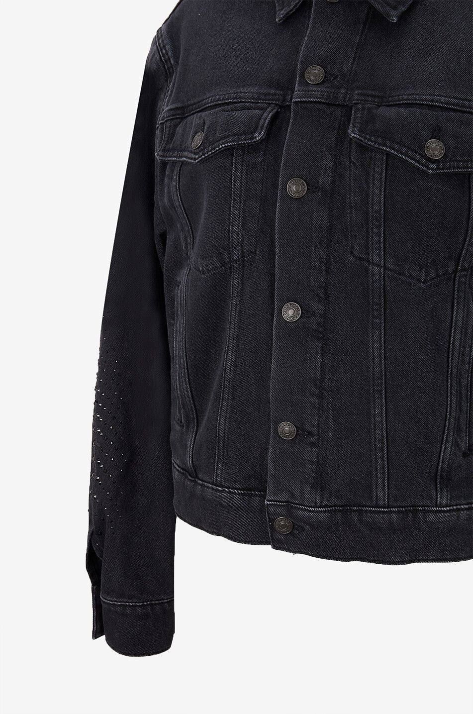 7 FOR ALL MANKIND Cropped denim jacket with shirt collar Women BLACK 3