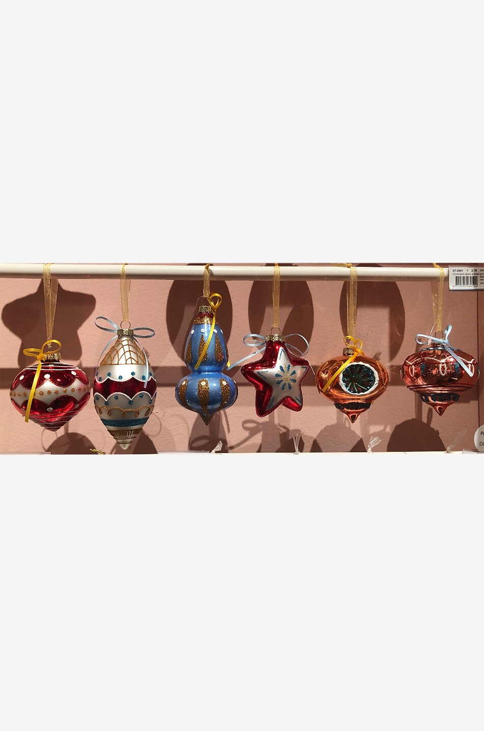 KAEMINGK Six glass Christmas baubles set Home MULTI COLOURED 1