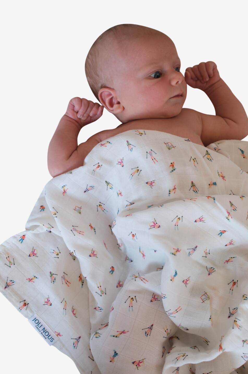 JOLI NOUS Grosse Wickeltuch aus Musselin für Babys Baby WEISS 4