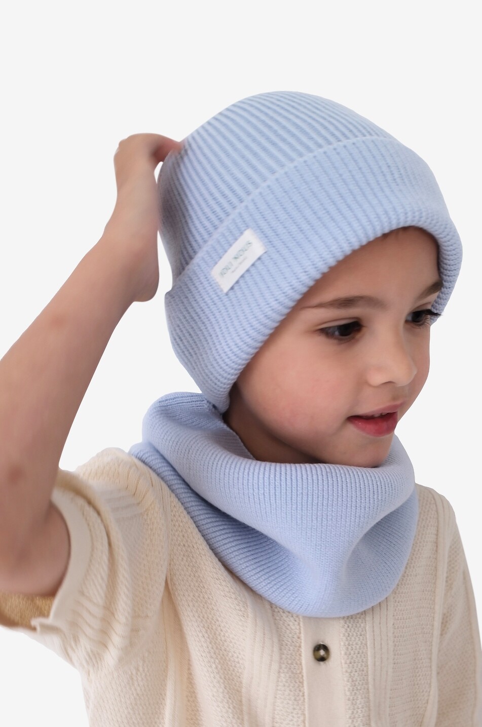 JOLI NOUS Bonnet fille en laine mérinos à logo brodé Fille BLEU CLAIR 2
