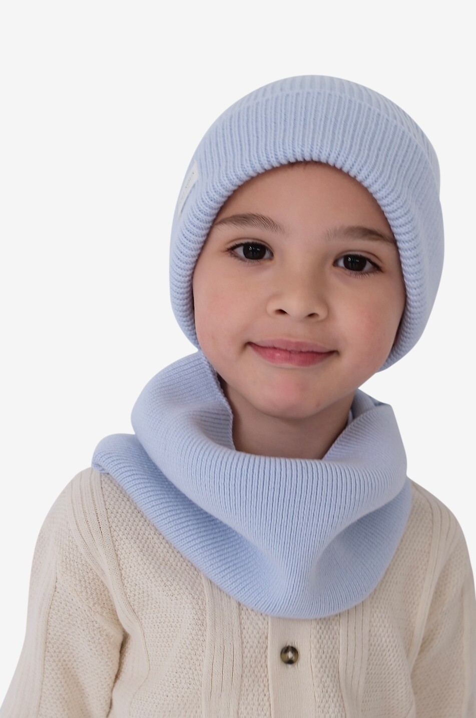 JOLI NOUS Bonnet fille en laine mérinos à logo brodé Fille BLEU CLAIR 3