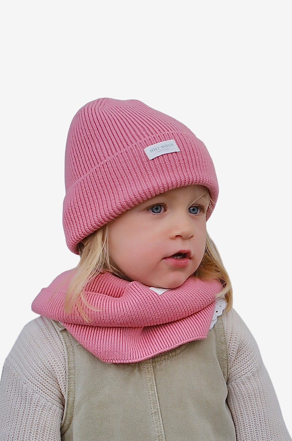 JOLI NOUS Bonnet fille en laine mérinos à logo brodé Fille ROSE FONCÉ 2