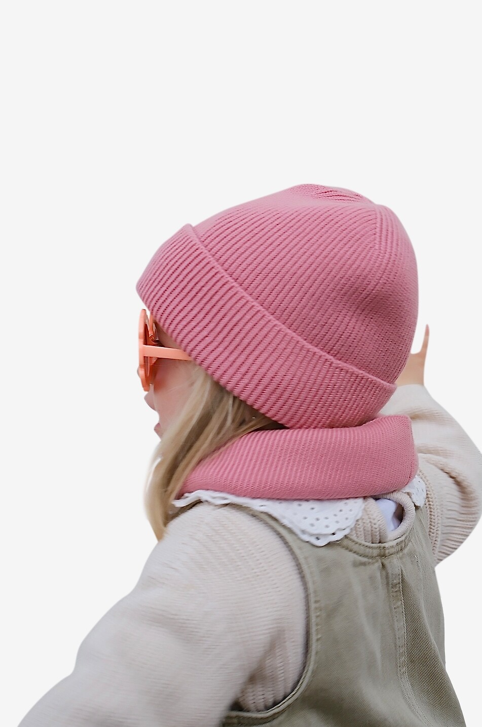JOLI NOUS Bonnet fille en laine mérinos à logo brodé Fille ROSE FONCÉ 3