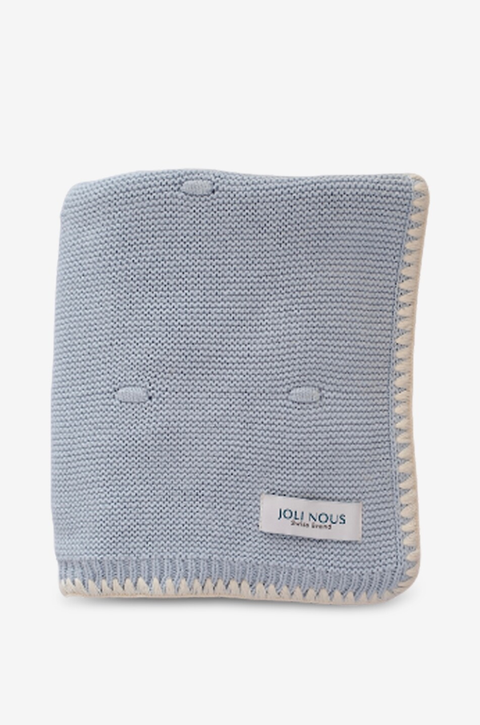 JOLI NOUS Couverture bébé rectangulaire en maille brodée Bébé BLEU CLAIR 1