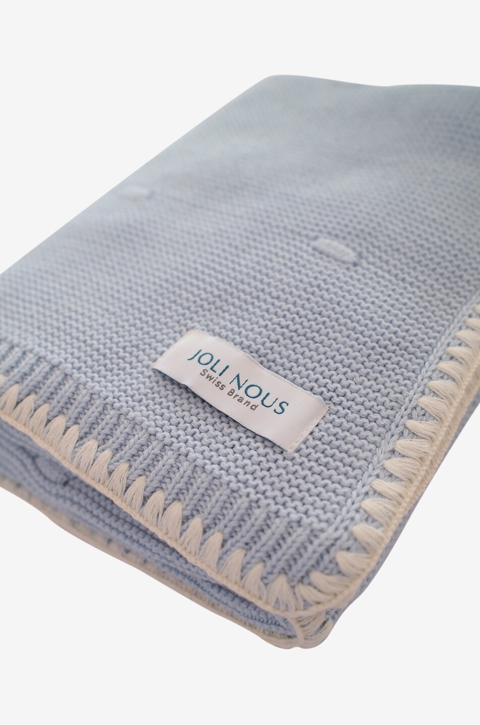 JOLI NOUS Couverture bébé rectangulaire en maille brodée Bébé BLEU CLAIR 2