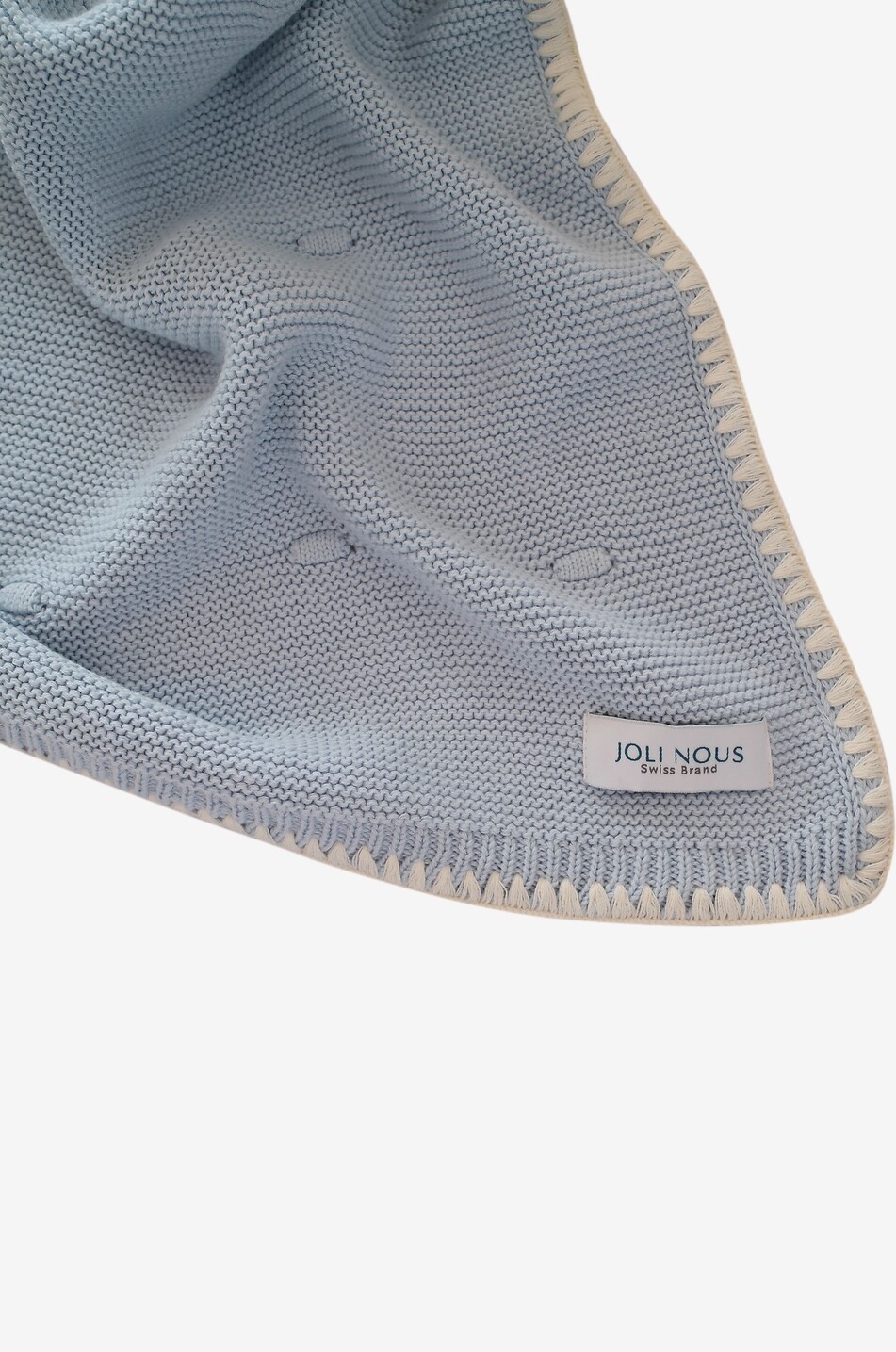 JOLI NOUS Couverture bébé rectangulaire en maille brodée Bébé BLEU CLAIR 3
