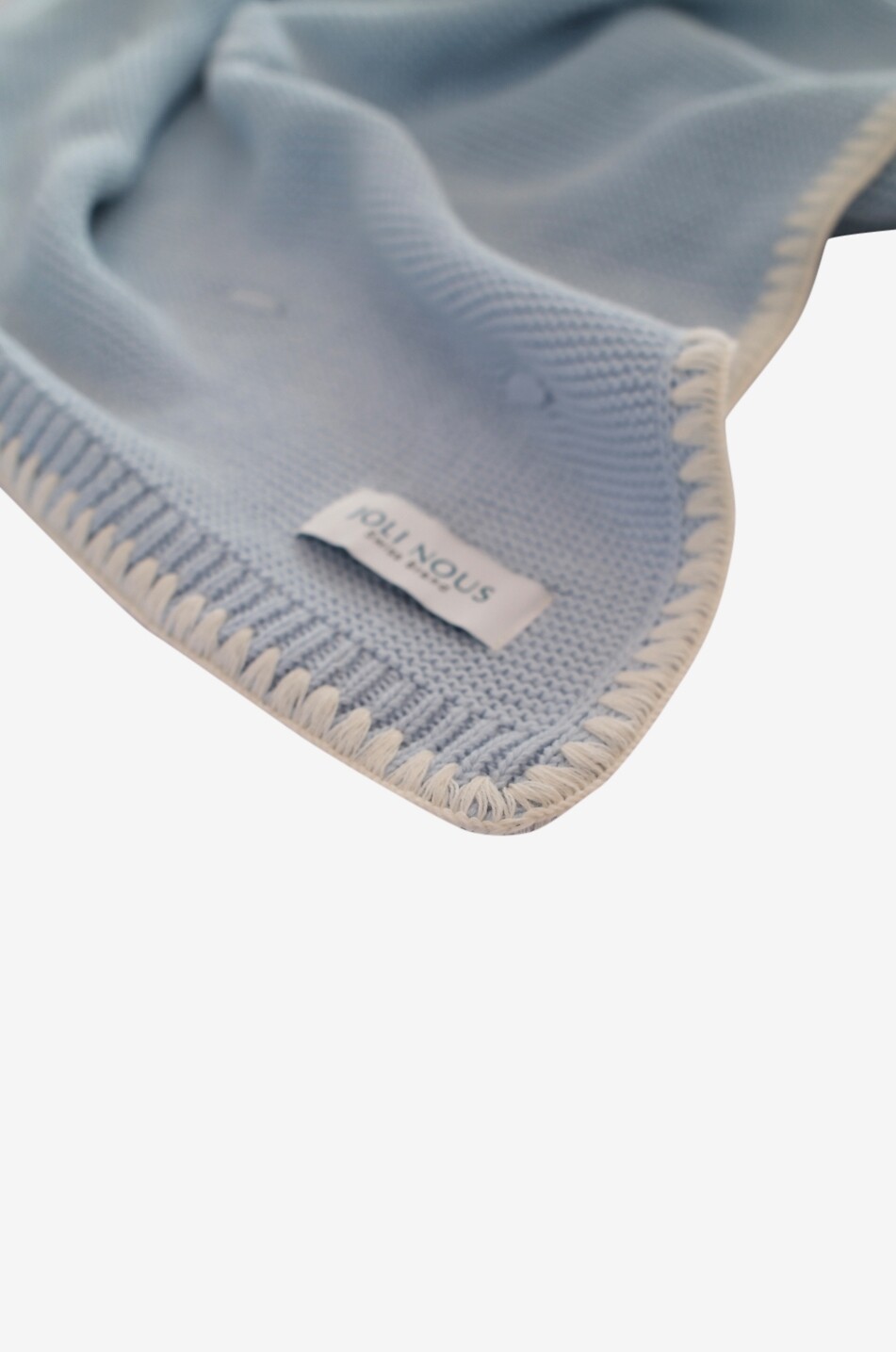 JOLI NOUS Couverture bébé rectangulaire en maille brodée Bébé BLEU CLAIR 4