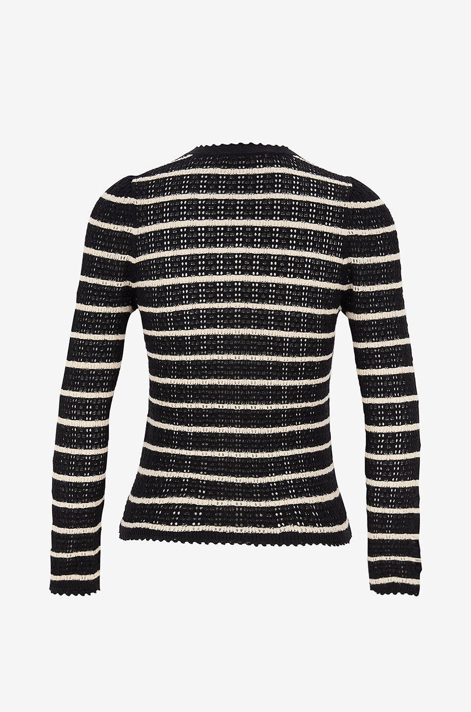 DÔEN Therese striped crochet round-neck cardigan Women BLACK 2