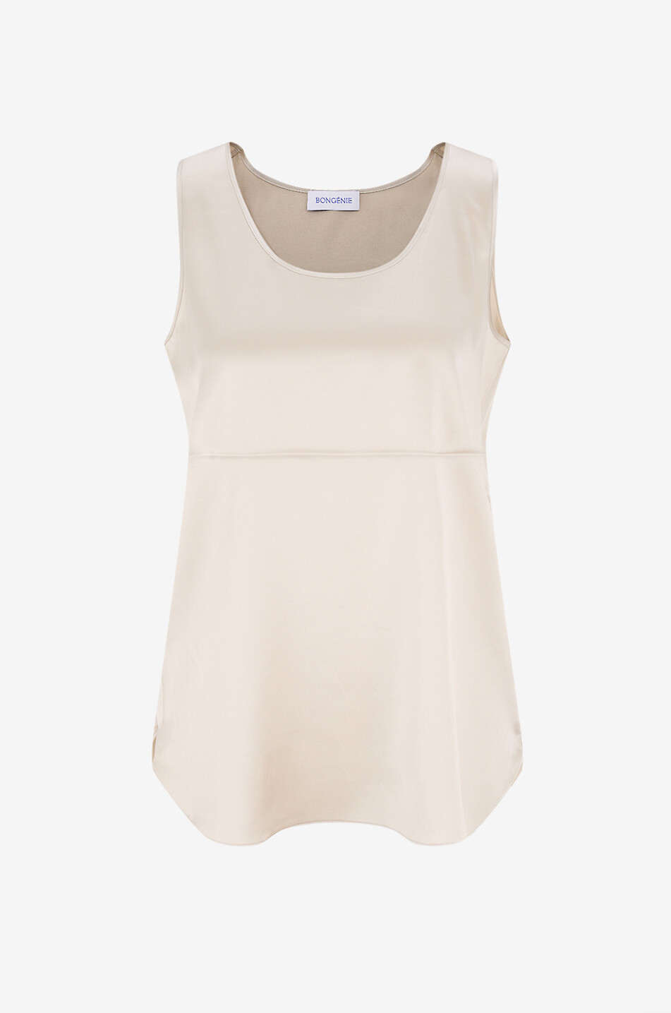 BONGÉNIE Top sans manches en satin de soie à col rond Femme BEIGE 1